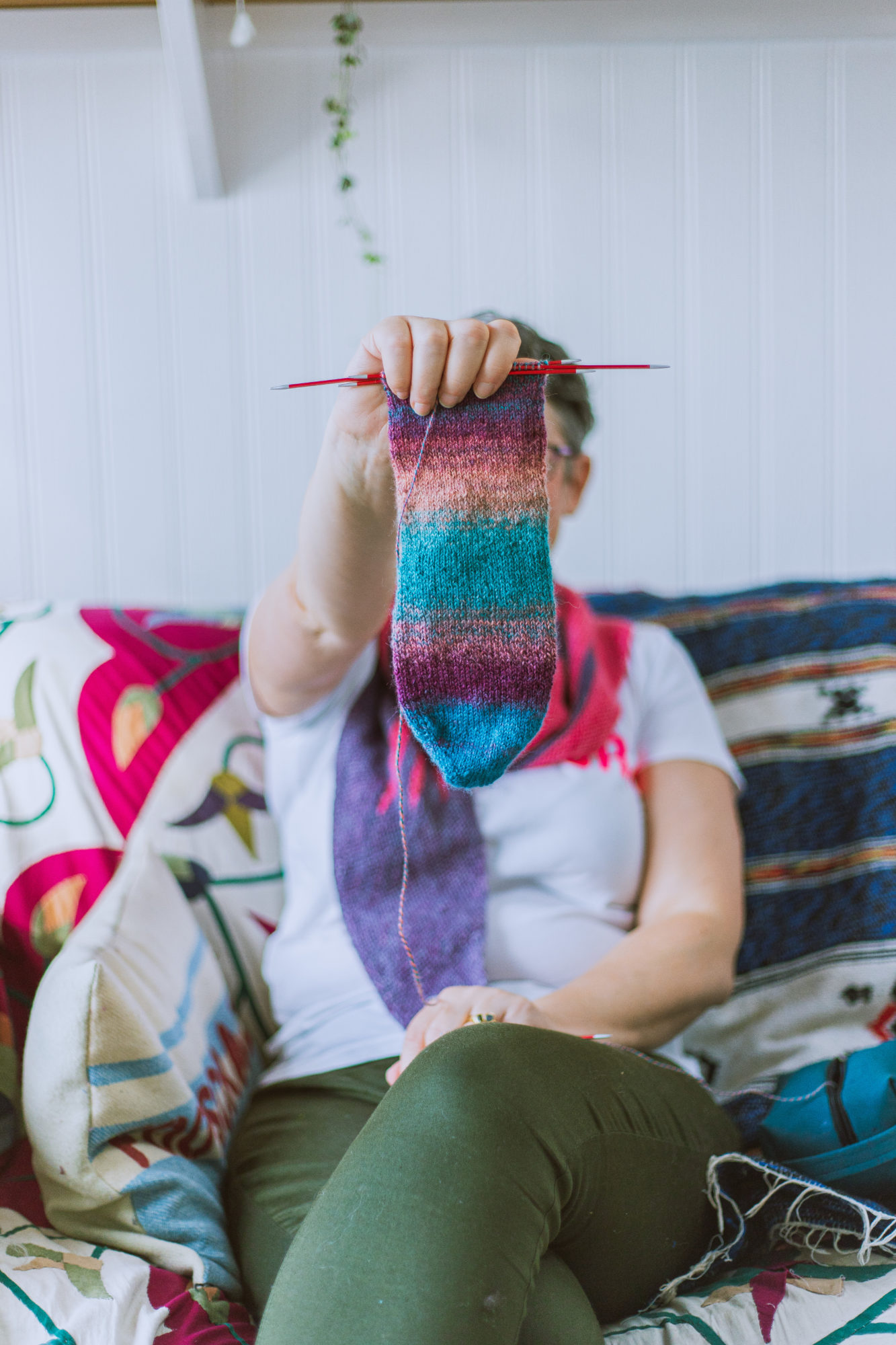 Rachael Prest showcases her knitting